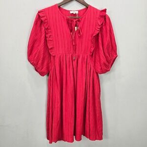 NWT Entro Mini Dress‎ S Babydoll Ruffle Puff Sleeves Cottagecore Boho Coquette